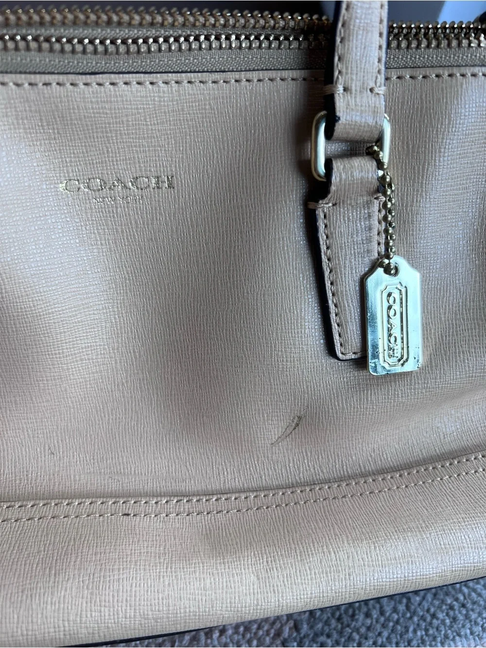 COACH Tan Leather brown bindings mini satchel Bag with Gold Hardware